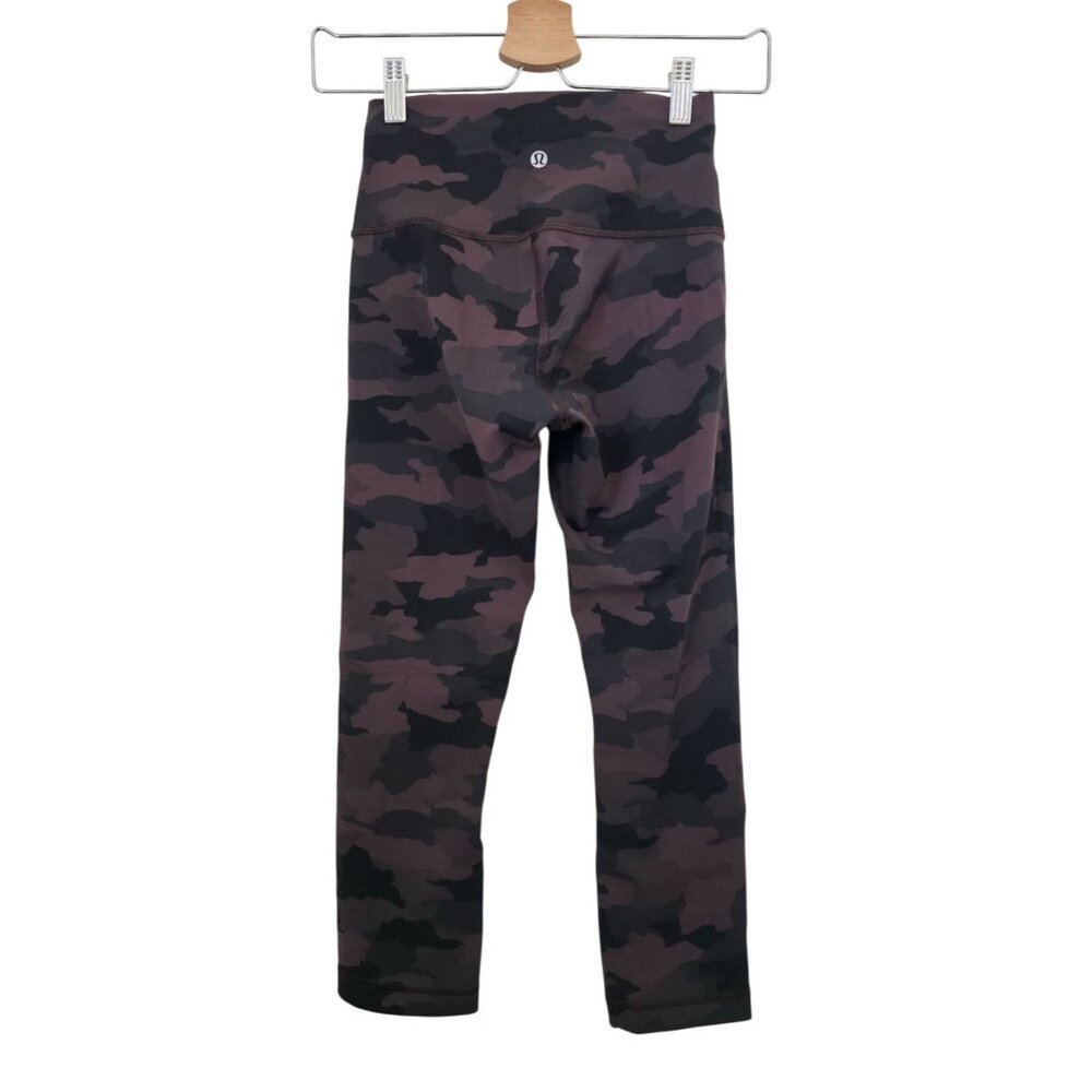 Lululemon Wunder Train Camo Brown High-Rise Crop Athletic Legging 21" Sz 4 - Picture 2 of 8